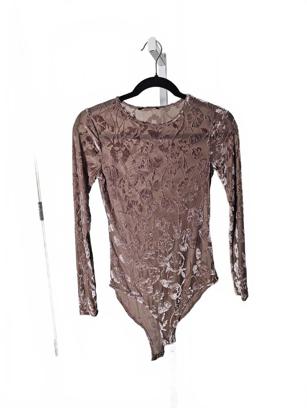 Long Sleeve Floral Velvet Bodysuit